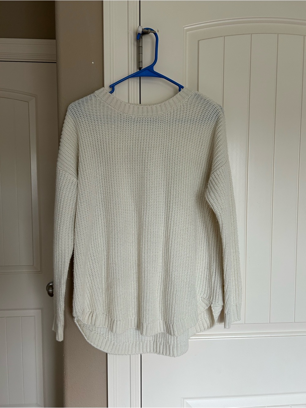 SO Cream Ribbed Crewneck Sweater